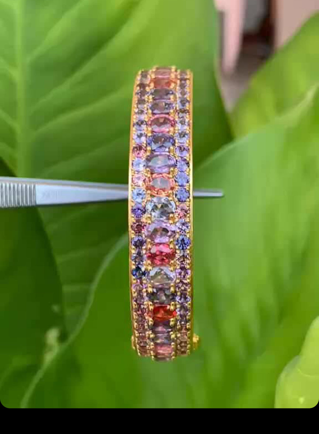 Multi Color Sapphire 12K Gold Bracelet Size 6.