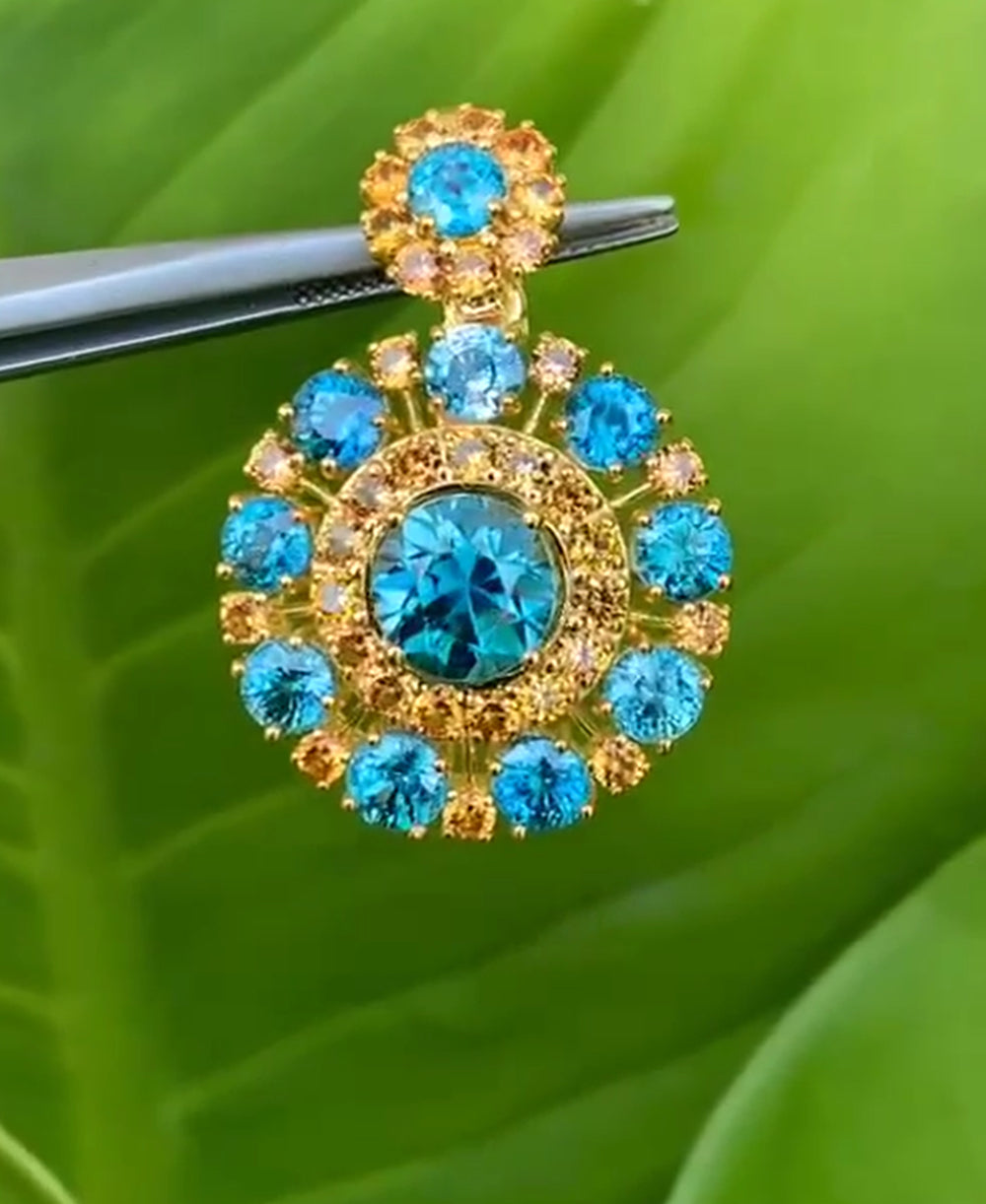Cambodia Zircon Heated Treated With Yellow Sapphire 12K gold Pendant.