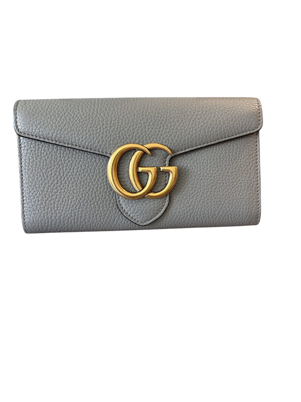 Gucci Gray GG Marmont Long Wallet.