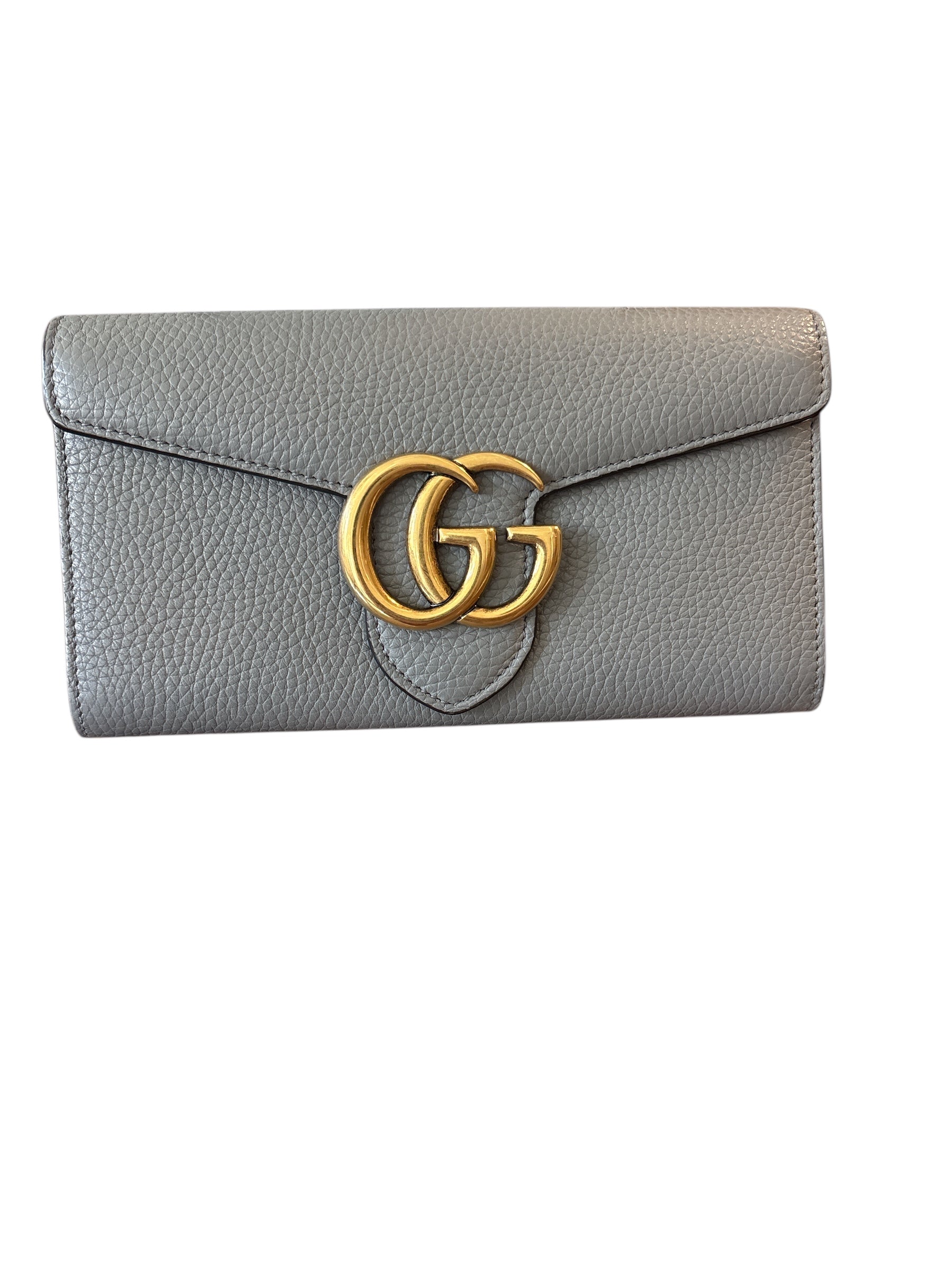 Gucci Gray GG Marmont Long Wallet.