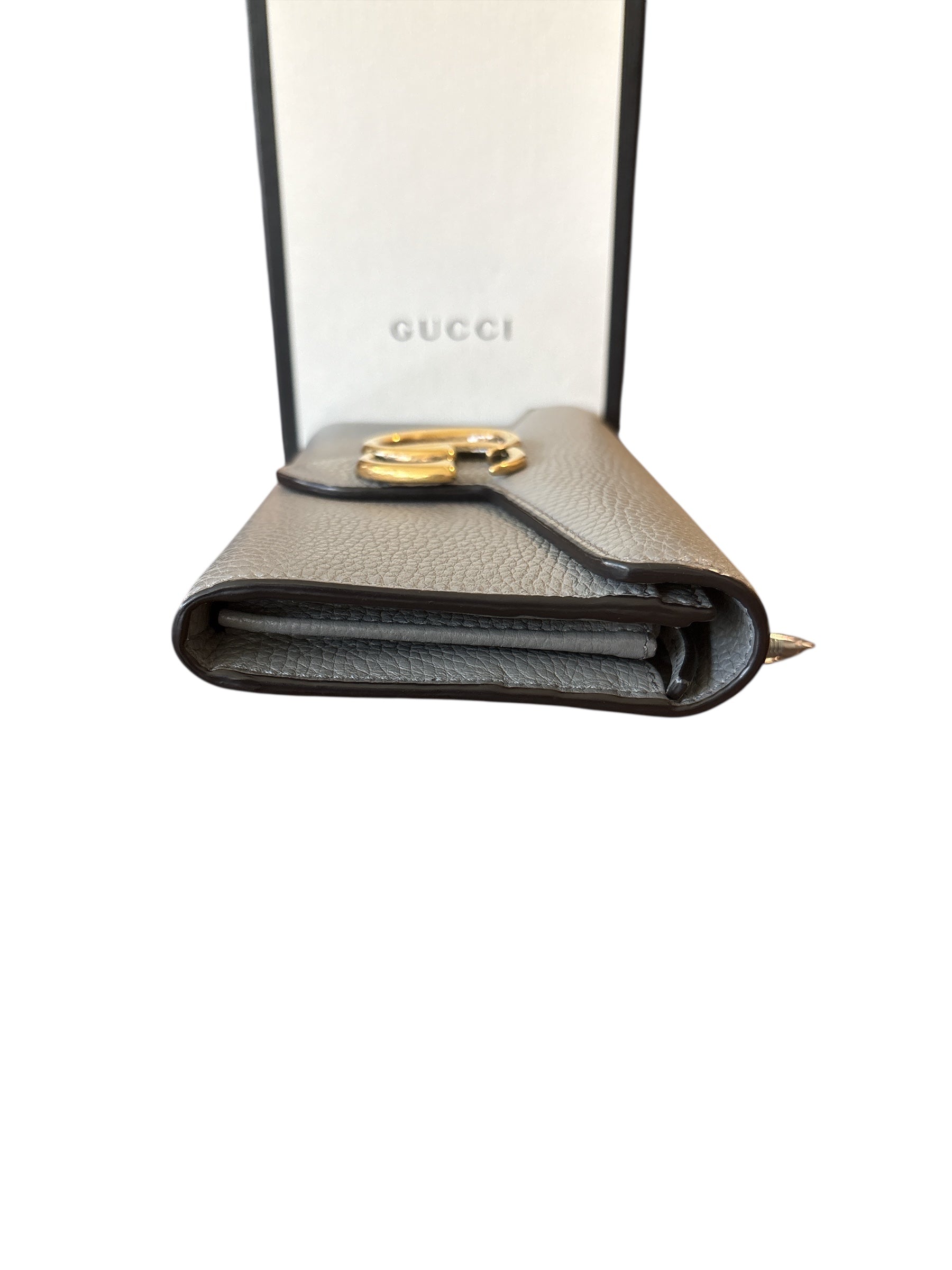 Gucci Gray GG Marmont Long Wallet.
