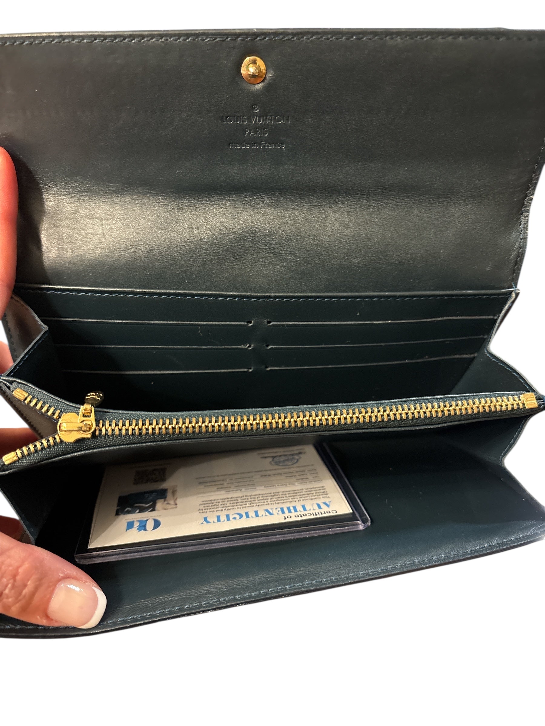Louis Vuitton Green Vernis Sarah Wallet.