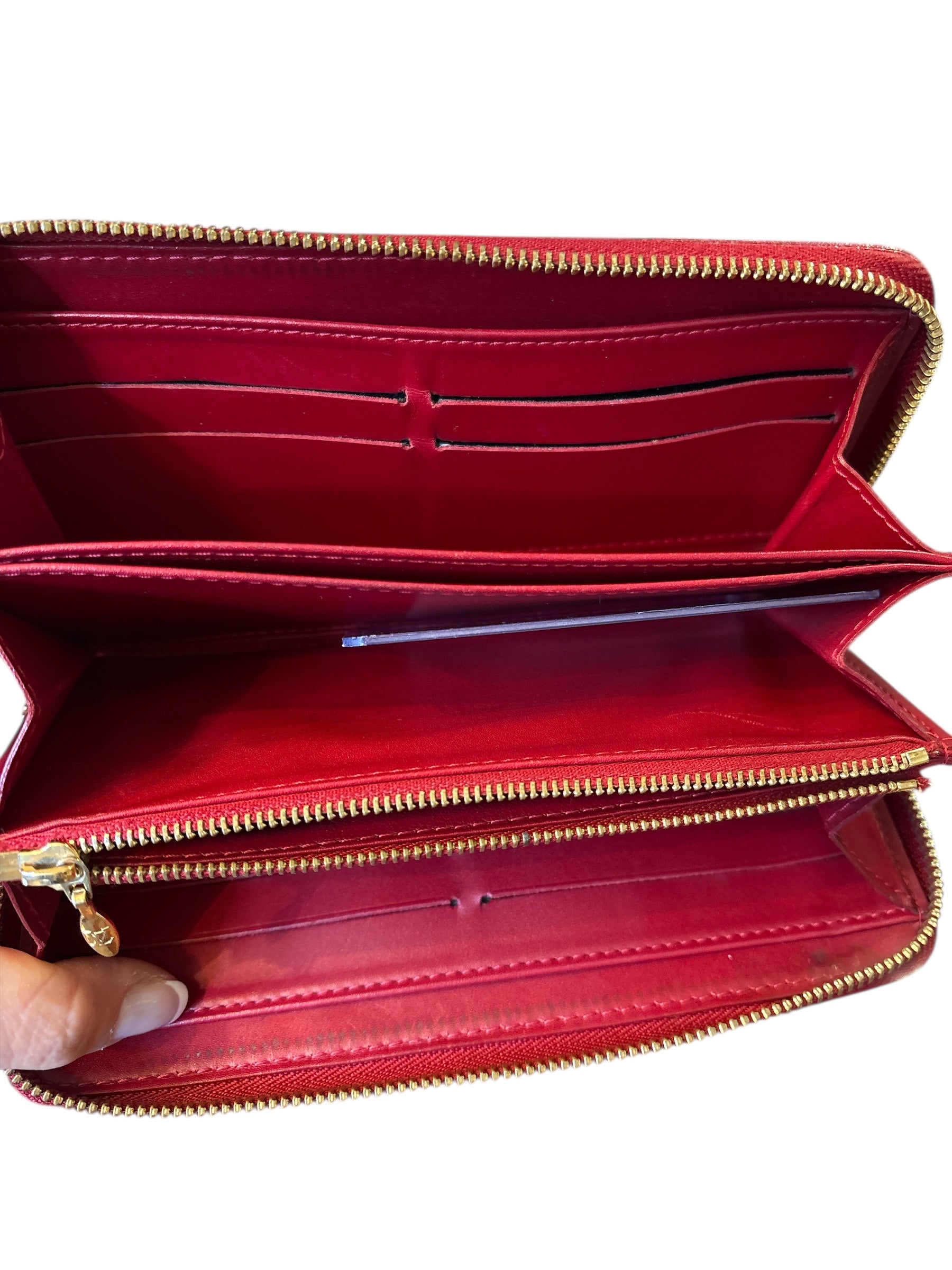 Louis Vuitton Red Zippy Patent Leather Wallet.
