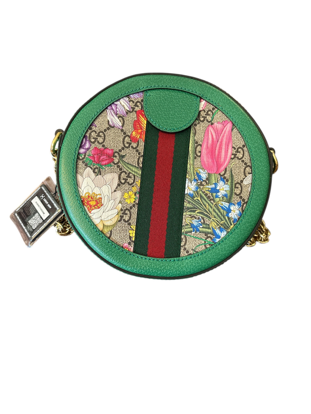 Gucci Mini GG Supreme Flora Ophidia Round Bag.