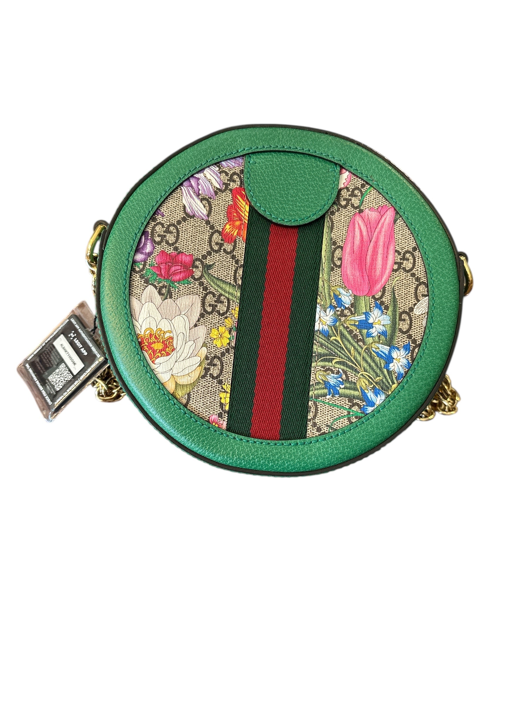 Gucci Mini GG Supreme Flora Ophidia Round Bag.