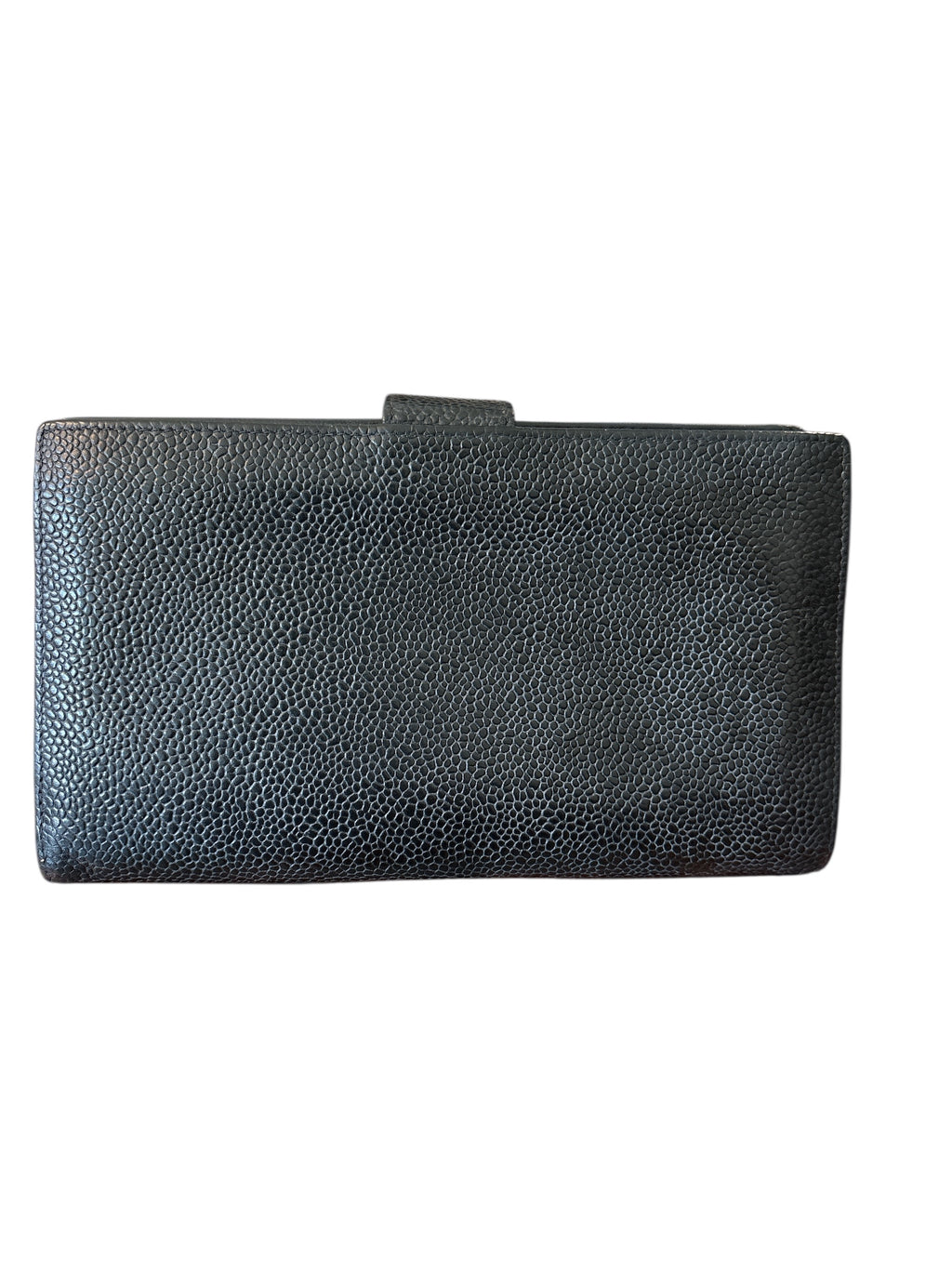 Chanel Black Caviar CC Timeless Long Wallet.
