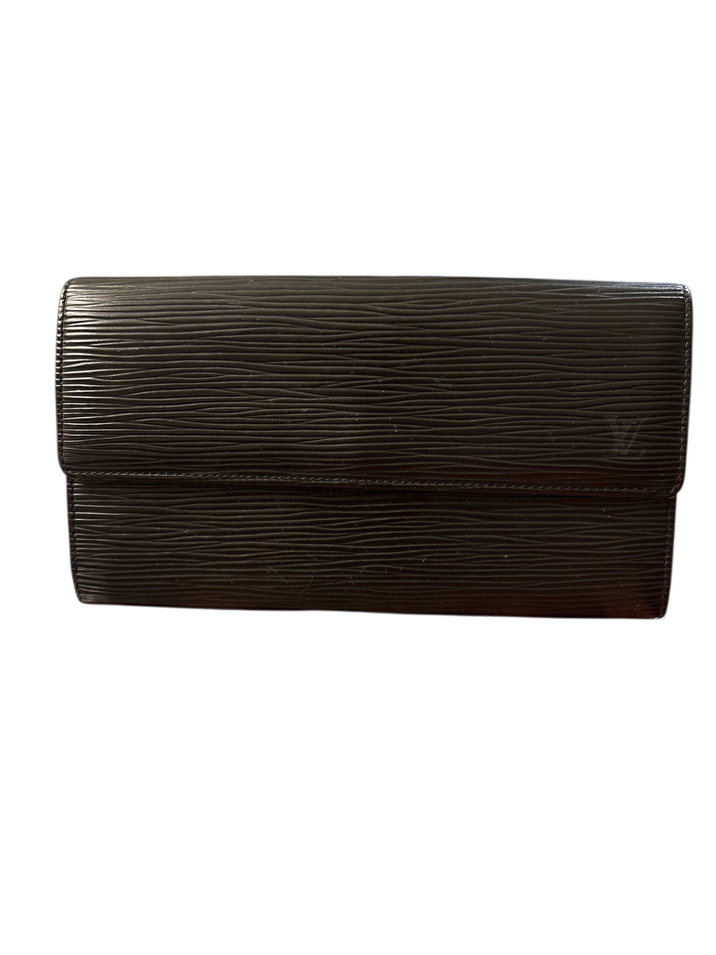 Louis Vuitton Black Epi Leather Porte Tresor Trifold Wallet.