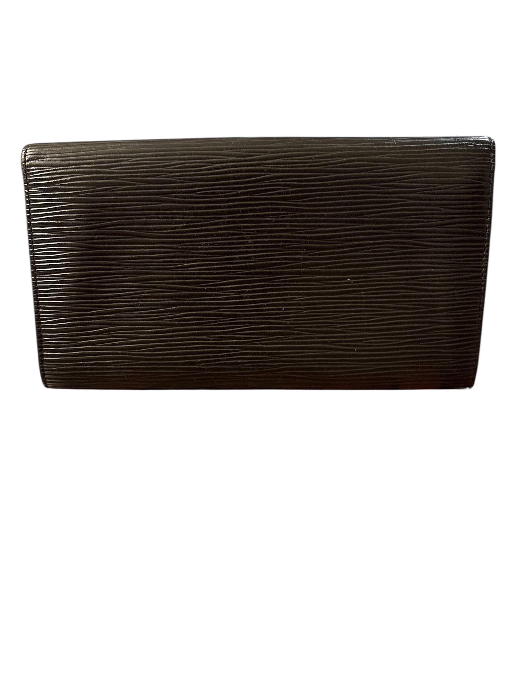 Louis Vuitton Black Epi Leather Porte Tresor Trifold Wallet.