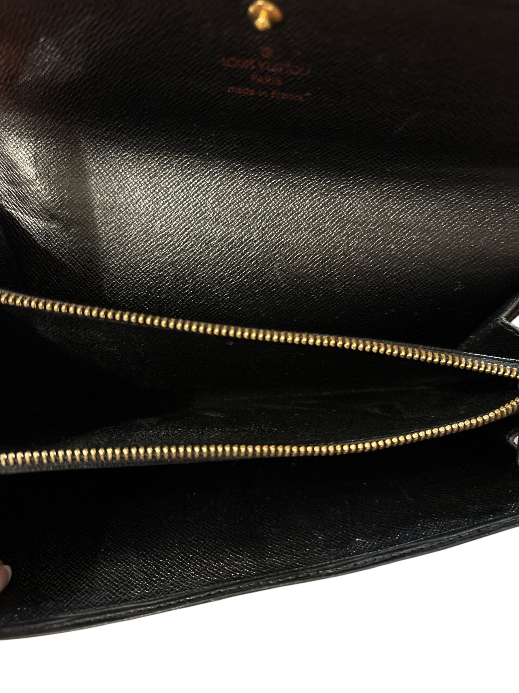 Louis Vuitton Black Epi Leather Porte Tresor Trifold Wallet.