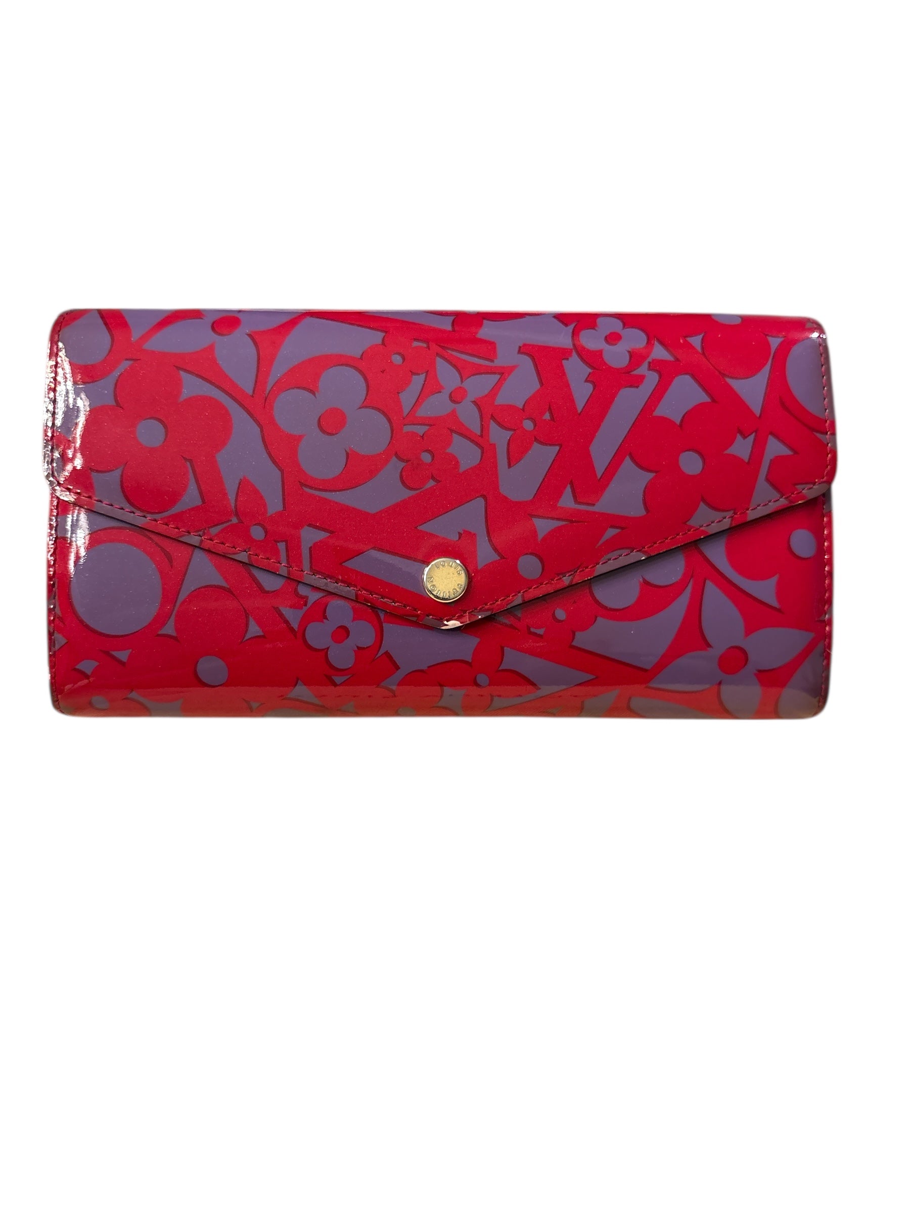 Louis Vuitton Purple and Pink Vernis Leather Long Wallet.