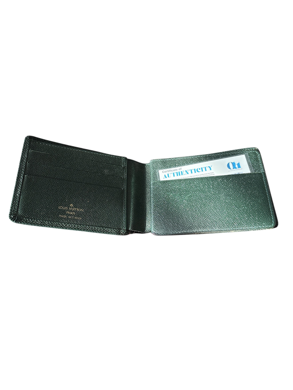 Louis Vuitton Green Taiga Leather Slender Wallet.