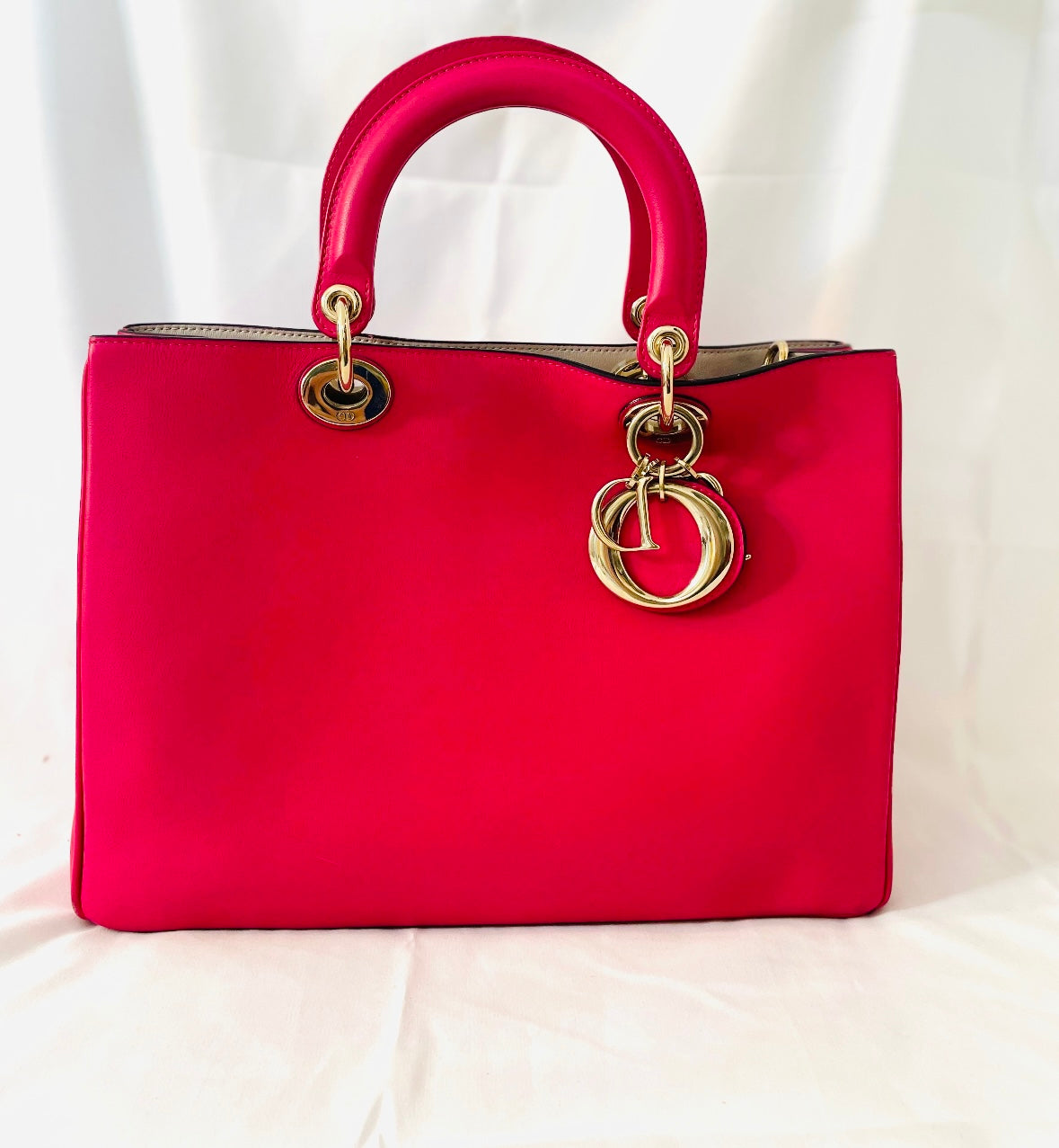 DIOR Pink Leather Large Diorissimo Shopper Tote