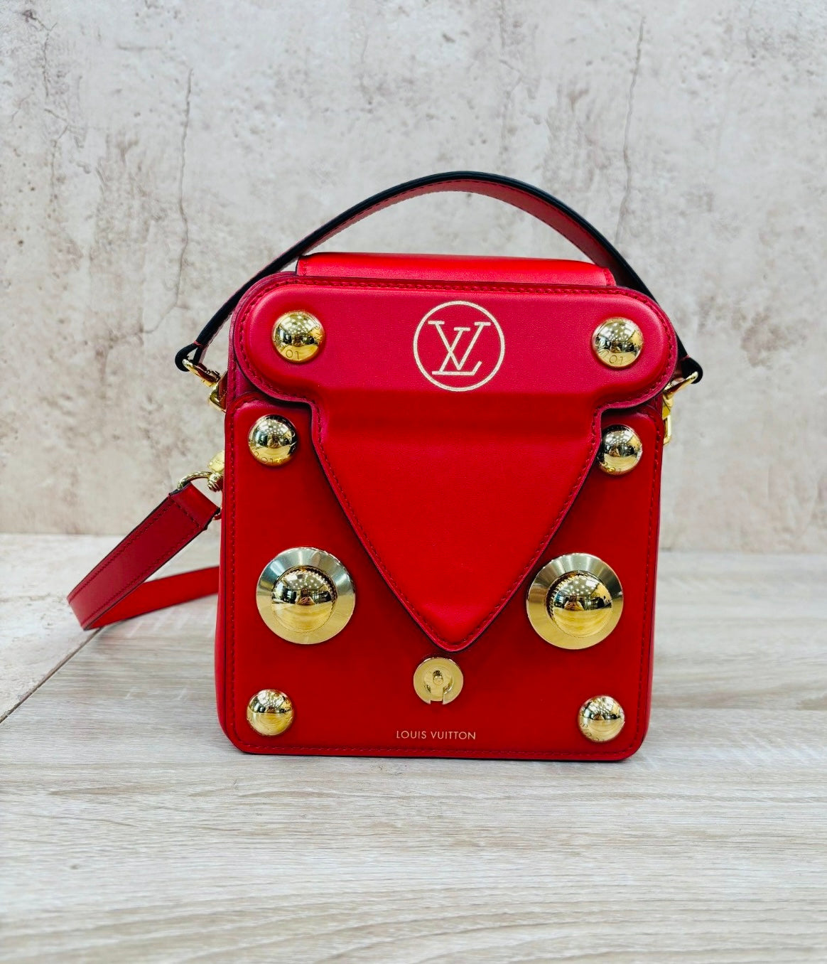 Louis Vuitton Red Calfskin S Lock XL Crossbody.