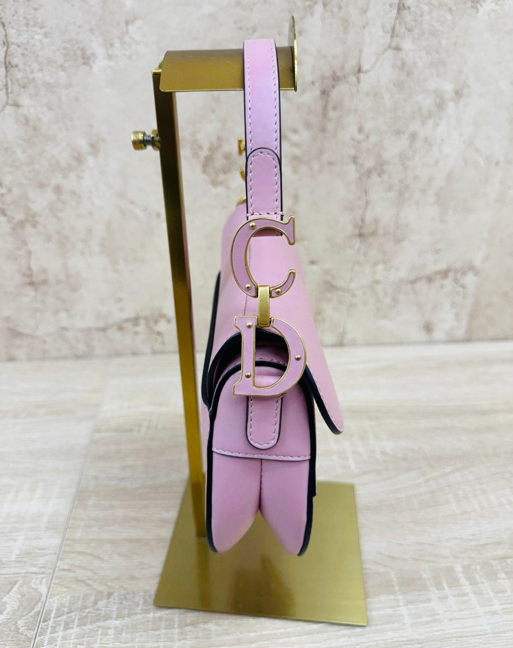 Christian Dior Dusty Rose Calfskin Mini Saddle Bag