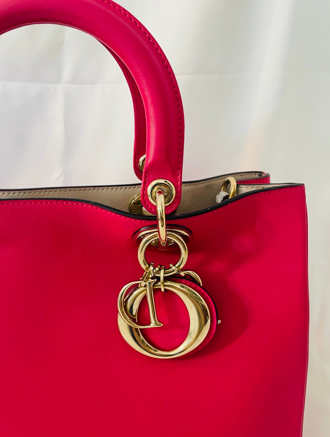 DIOR Pink Leather Large Diorissimo Shopper Tote