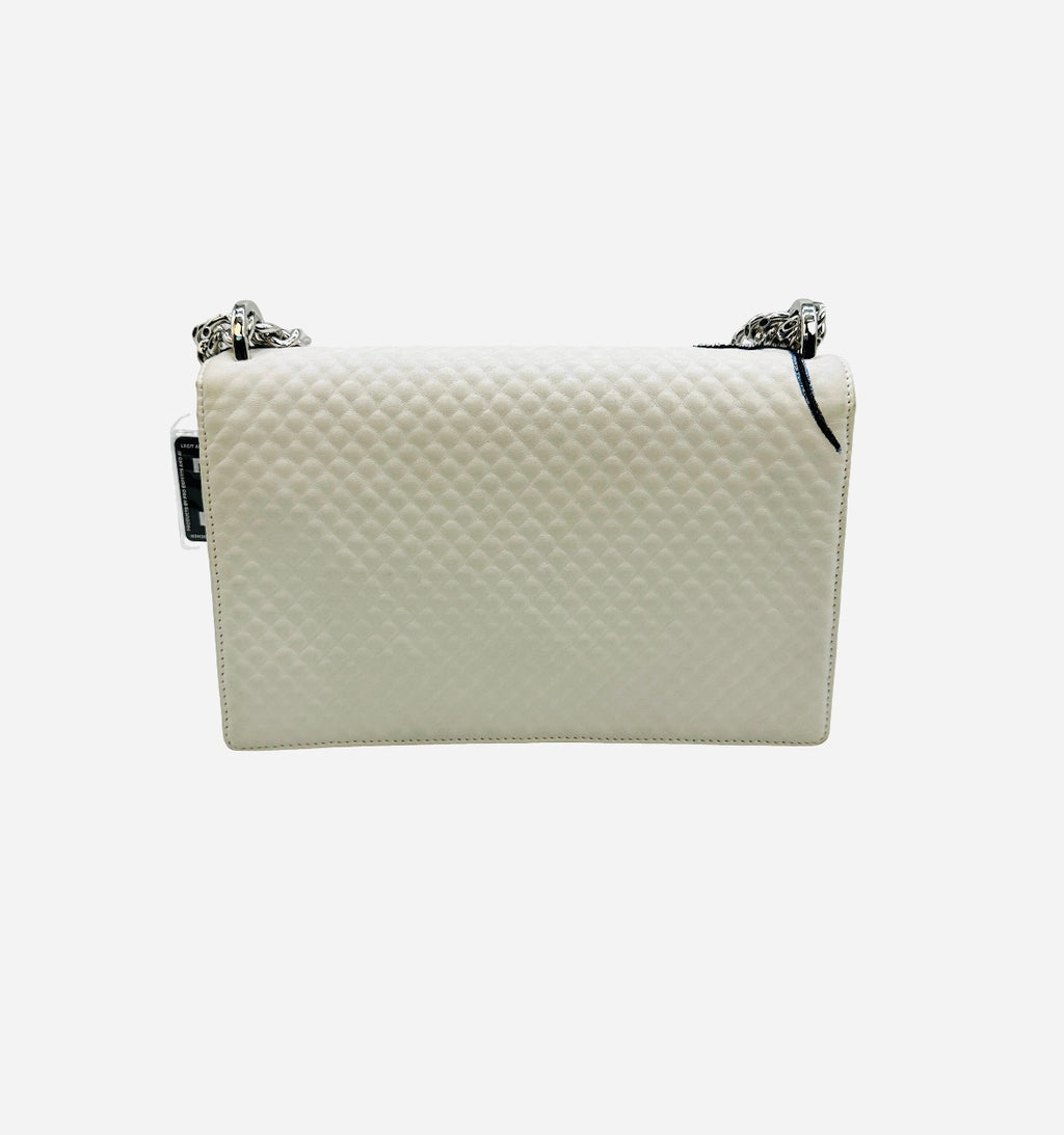 Christian Dior Diorama Flap Bag Patch Embellished Leather White