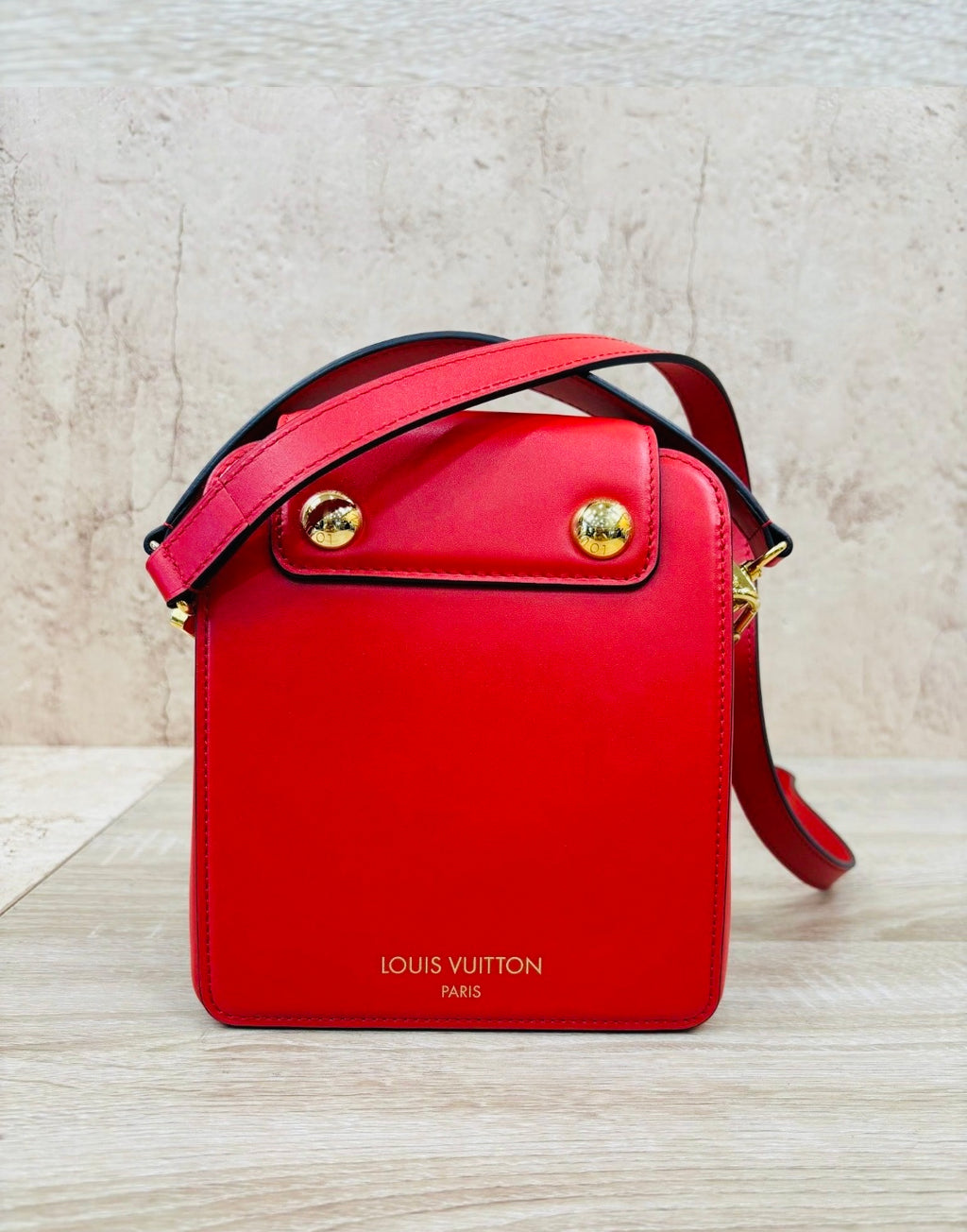 Louis Vuitton Red Calfskin S Lock XL Crossbody.