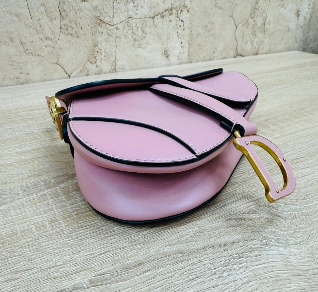 Christian Dior Dusty Rose Calfskin Mini Saddle Bag
