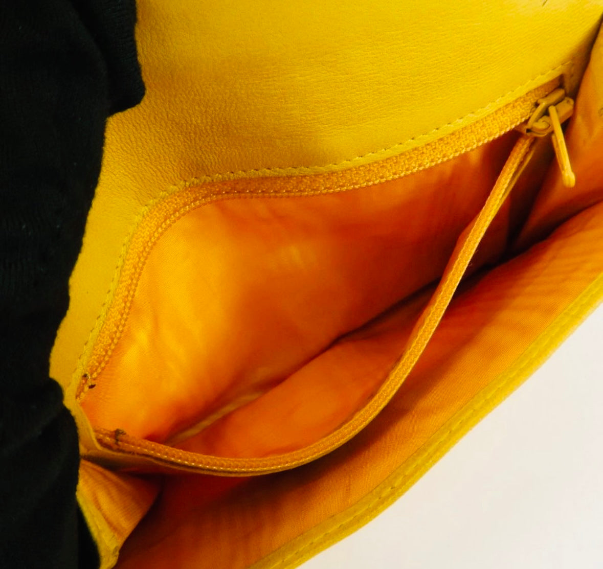 CHANEL Yellow Caviar Half Moon Pochette