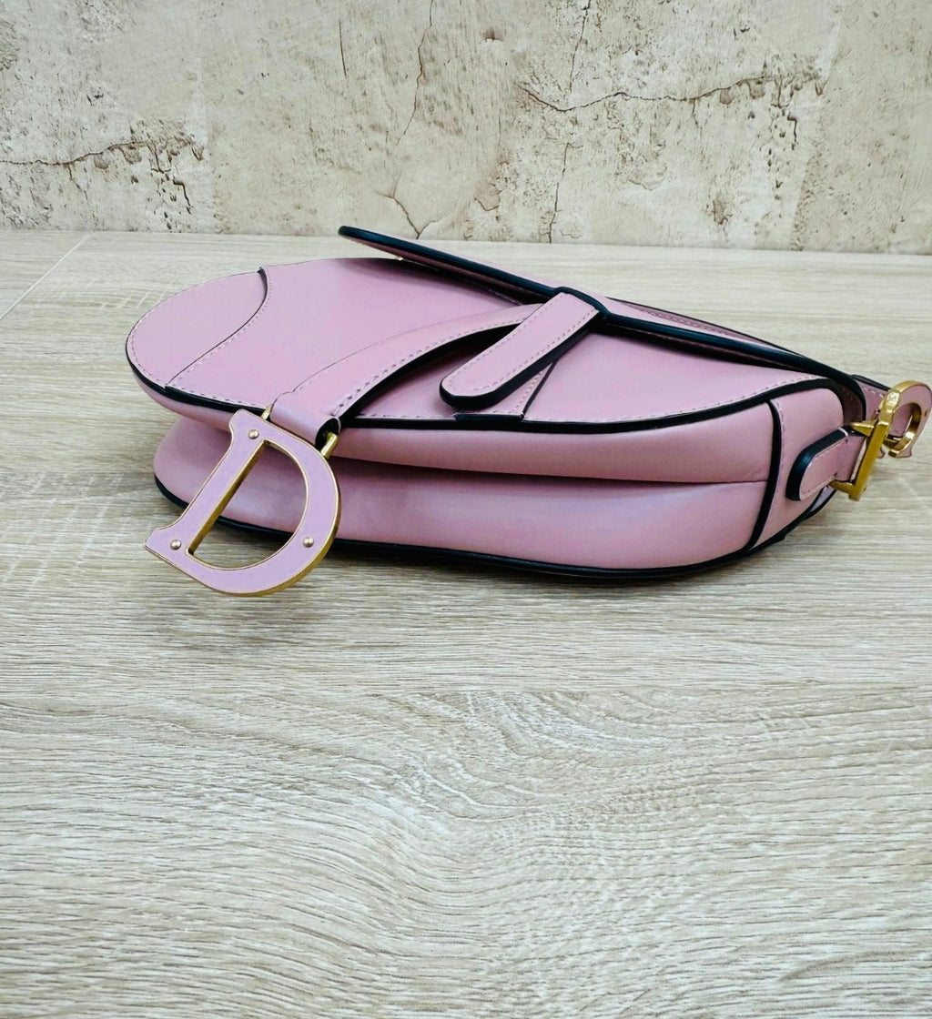 Christian Dior Dusty Rose Calfskin Mini Saddle Bag