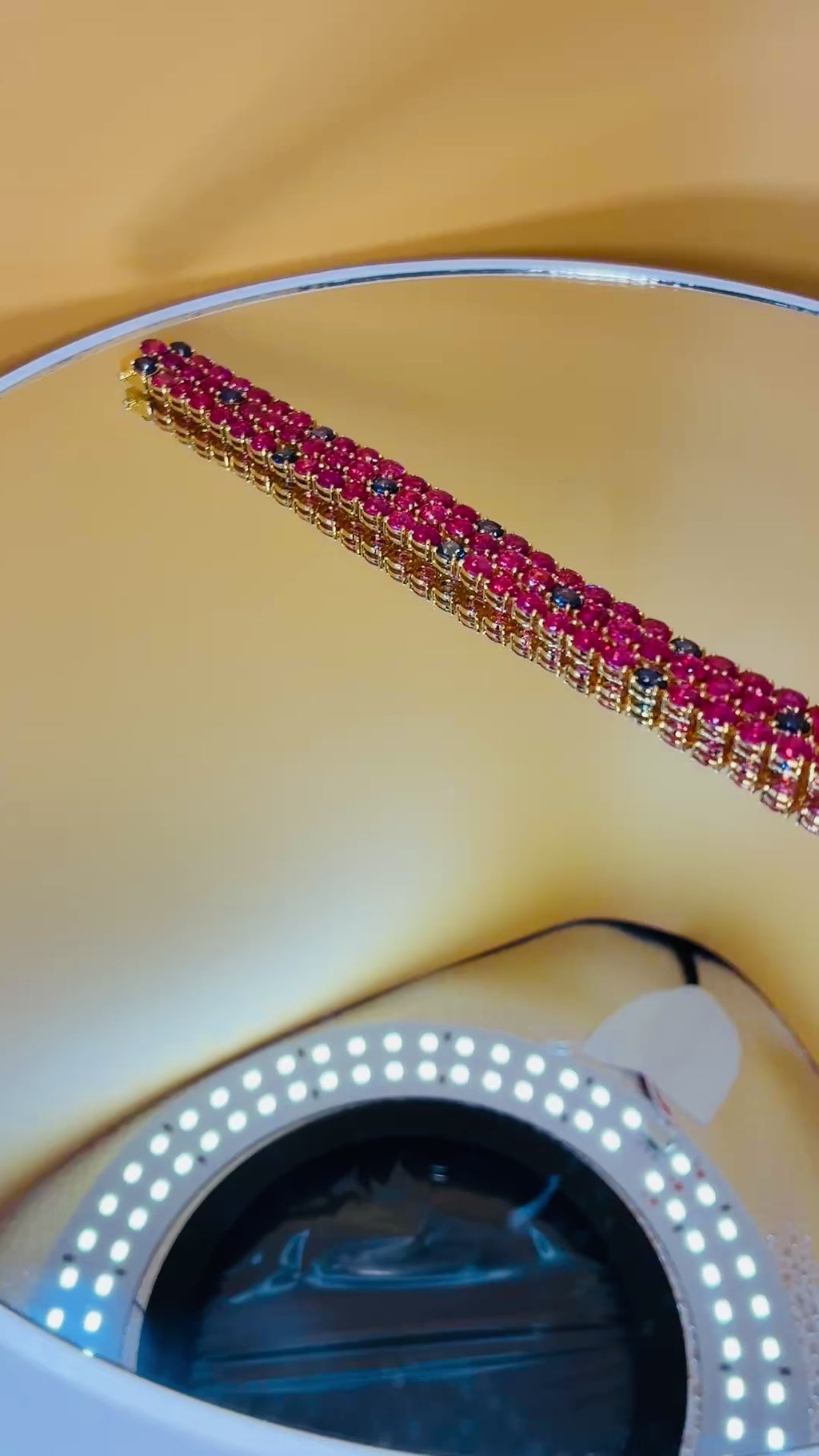 Ruby Mix With Blue Sapphire 17K Gold Bracelet Size 6.5"