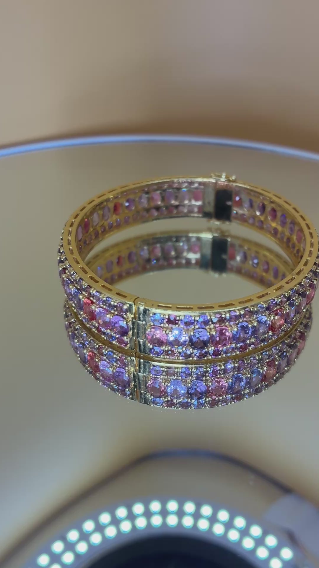Multi Color Sapphire 12K Gold Bracelet Size 6.