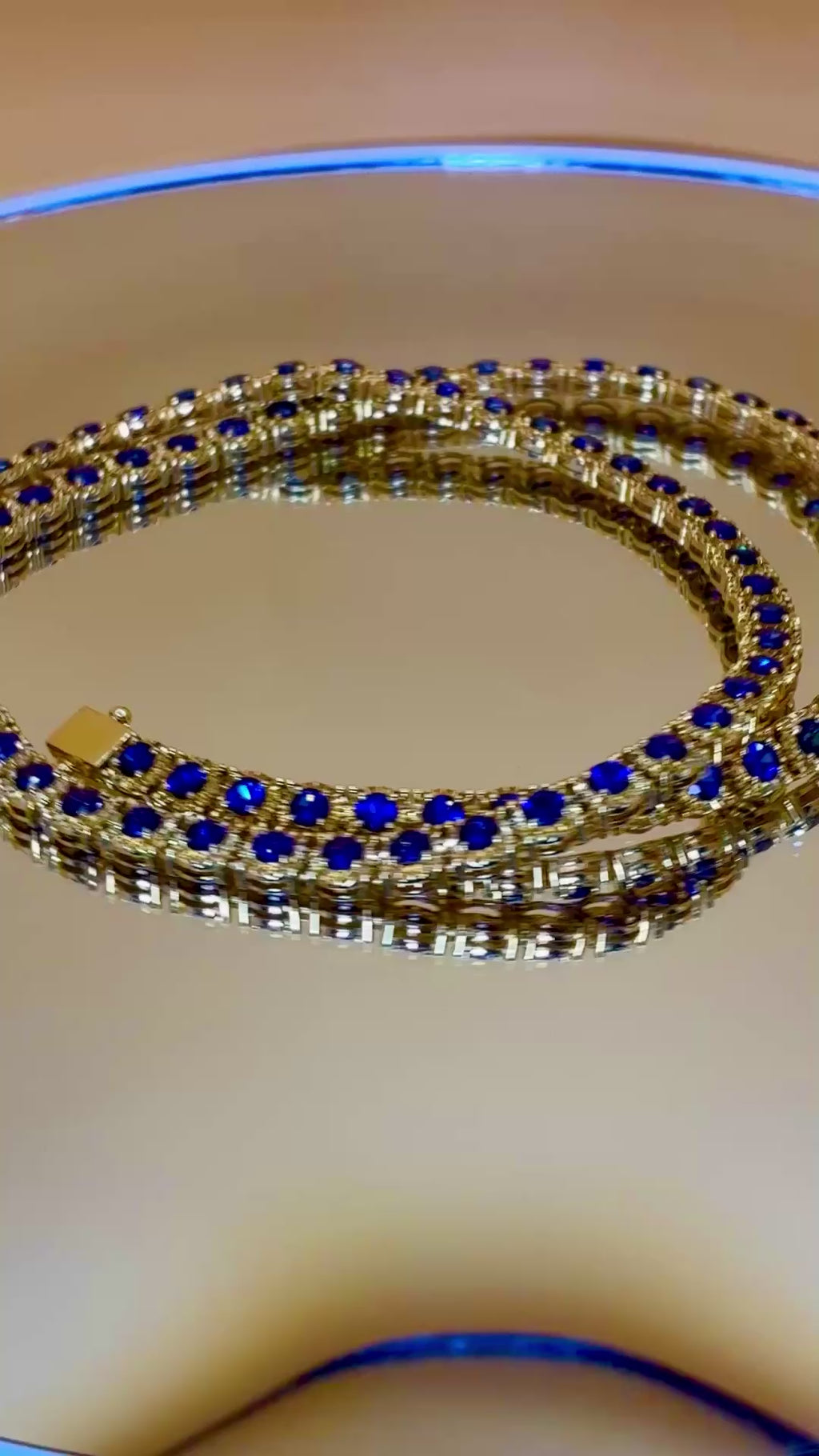 Blue Sapphire 18K Gold Necklace Only. Link 18"