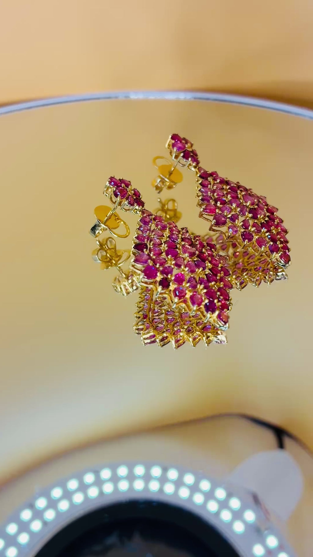 Natural Ruby Unheated Treated Earring 17K Gold Size ( 1"x 1 3/4")