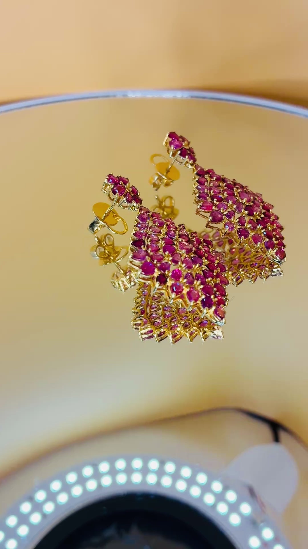 Natural Ruby Unheated Treated Earring 17K Gold Size ( 1"x 1 3/4")