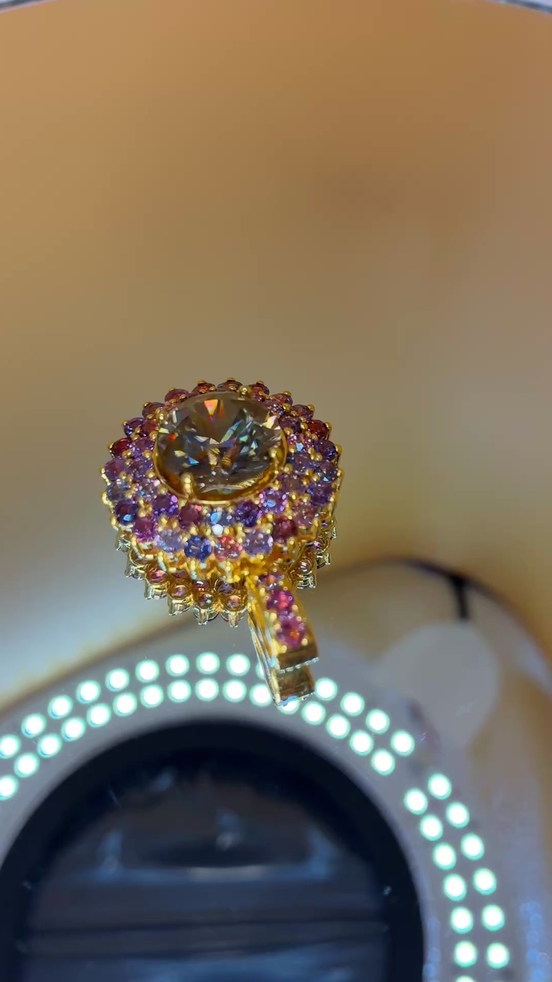 Cambodia Zircon Unheated Treated With Multi Color Sapphire 12K Gold Pendant.Center Stone 9 CT.