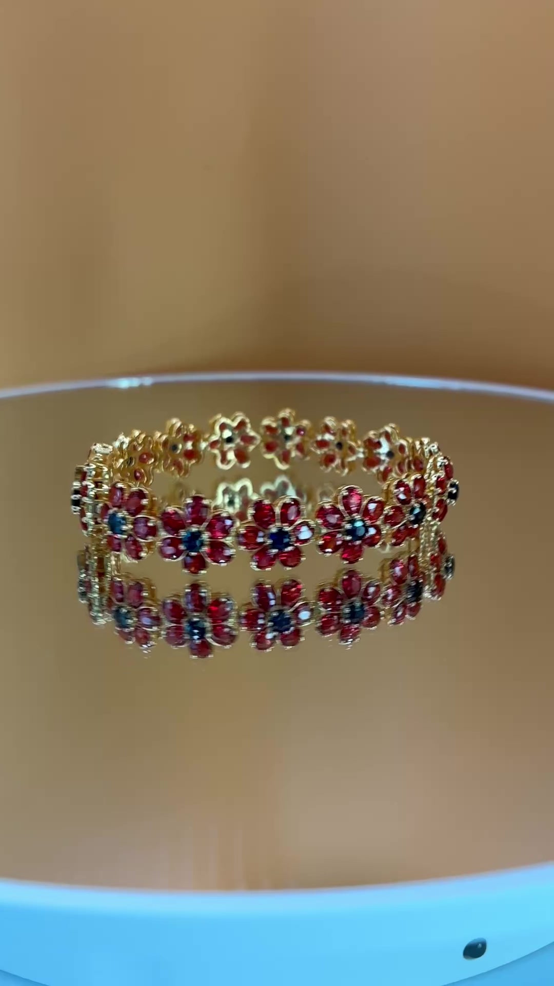 Ruby Mix With Blue Sapphire 18K Gold Bracelet Size 6.5"