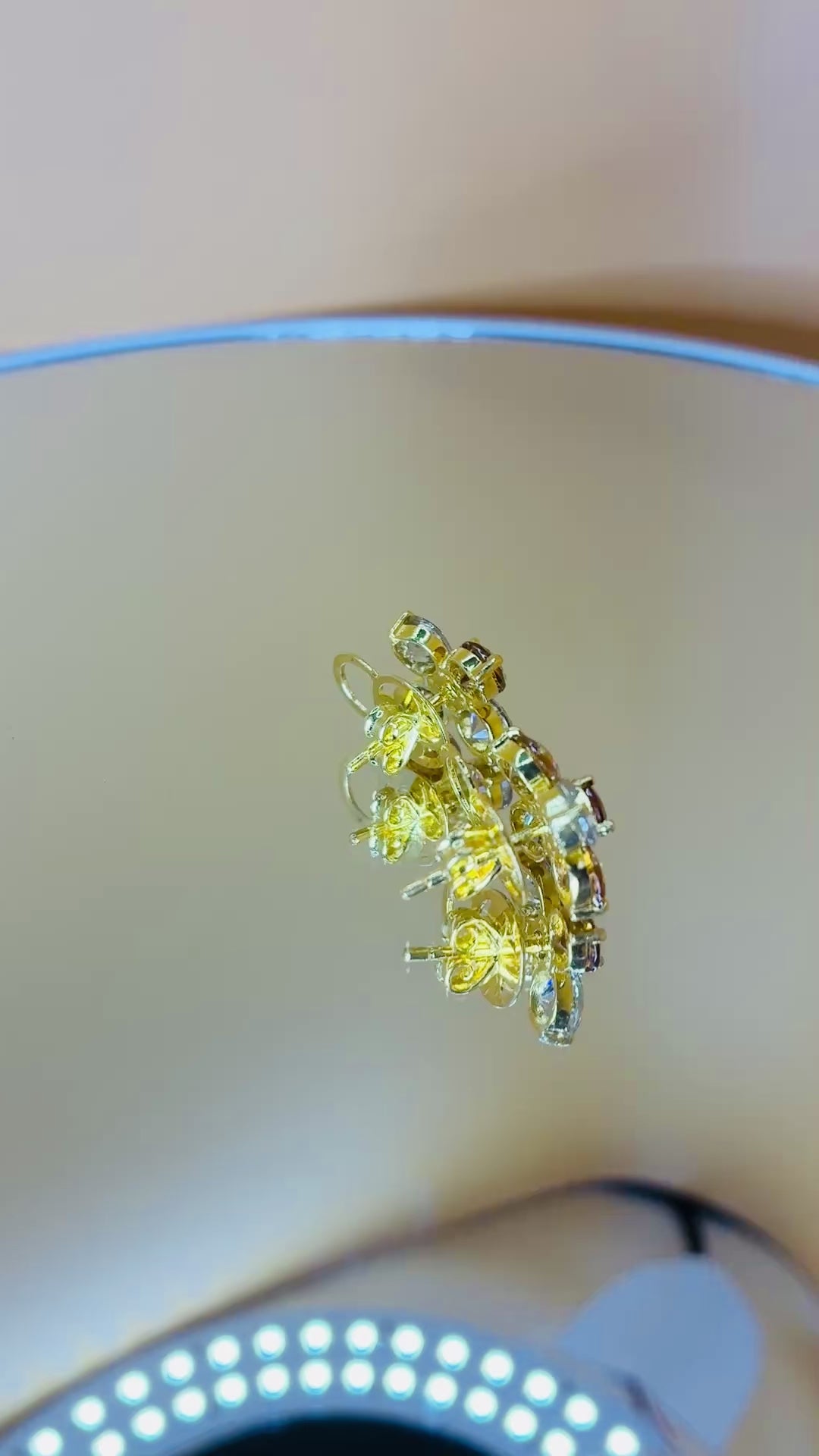 Cambodia Zircon Unheated Silver Gold Plat Earring
