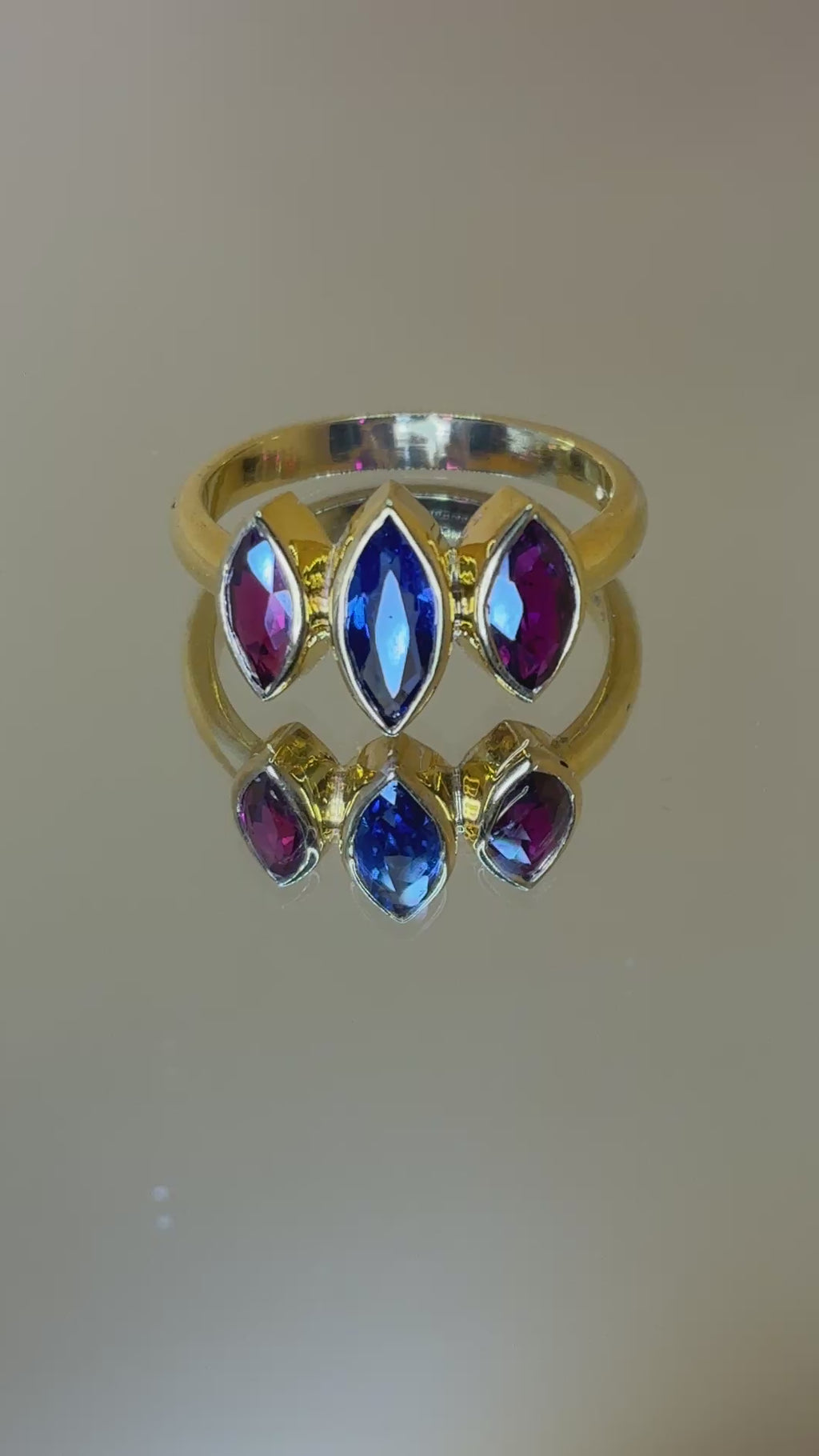 Sapphire And Ruby With 12K Gold Ring.Size 5.5