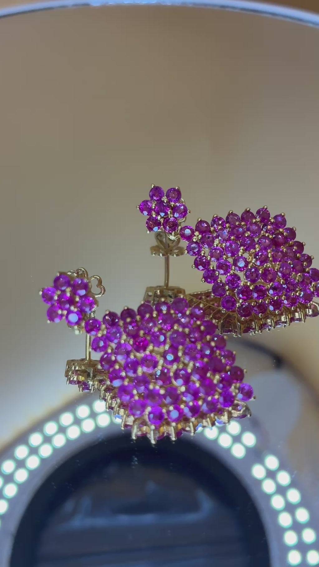Pink/Purple Ruby Drop Earring 17K Gold ( Link 1.5"x .3/4")