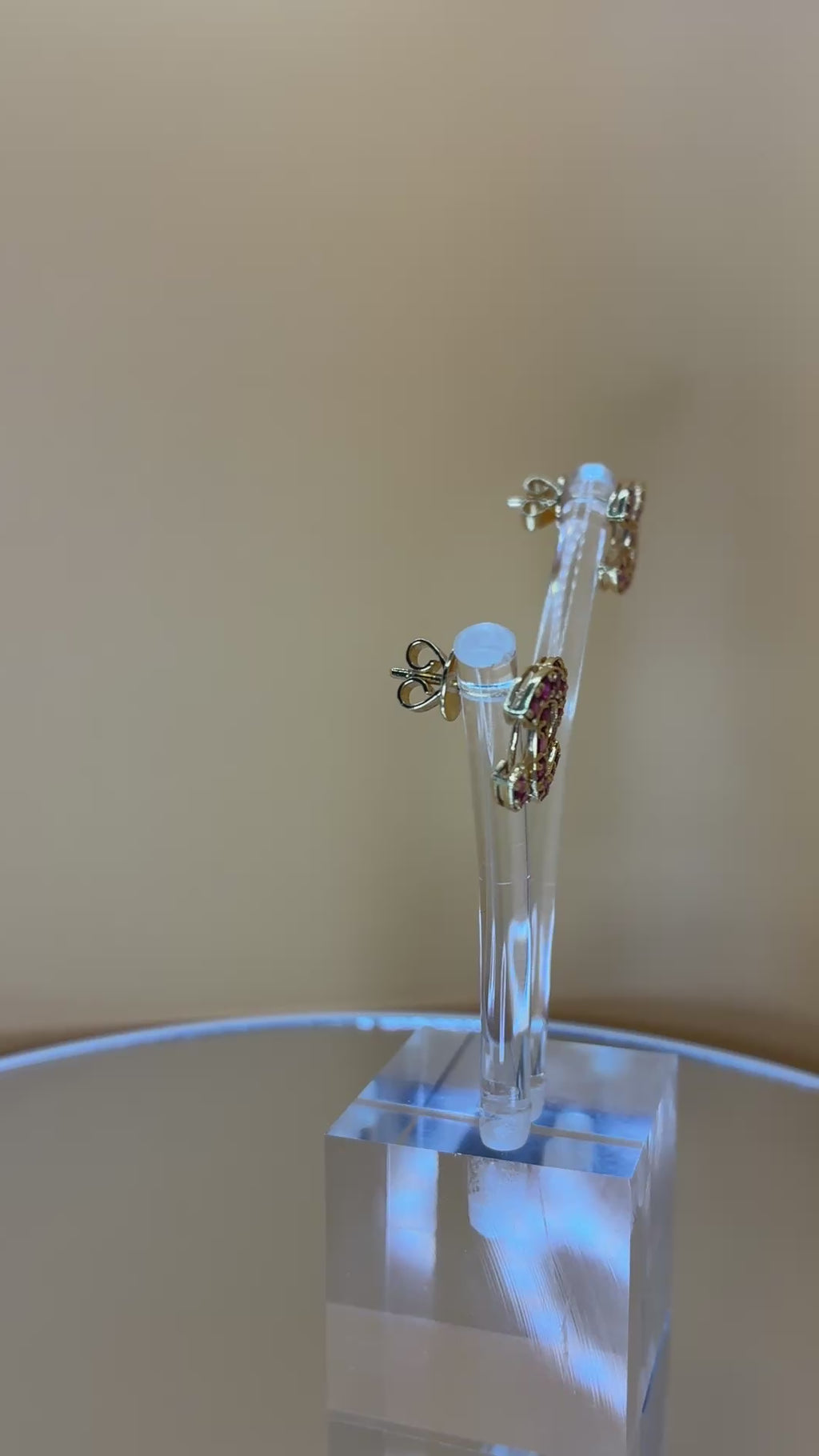 Ruby Chanel Stud Earring 17K Gold Red Color