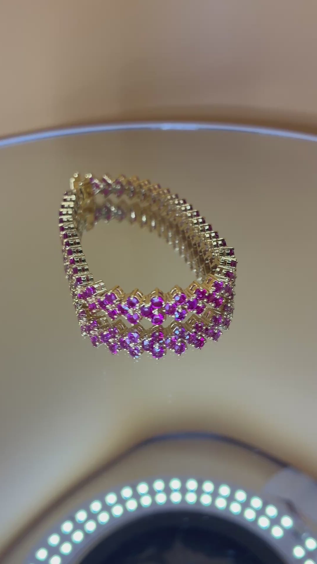 Ruby Red/Pink Color 12K Gold Bracelets Size 6.5.