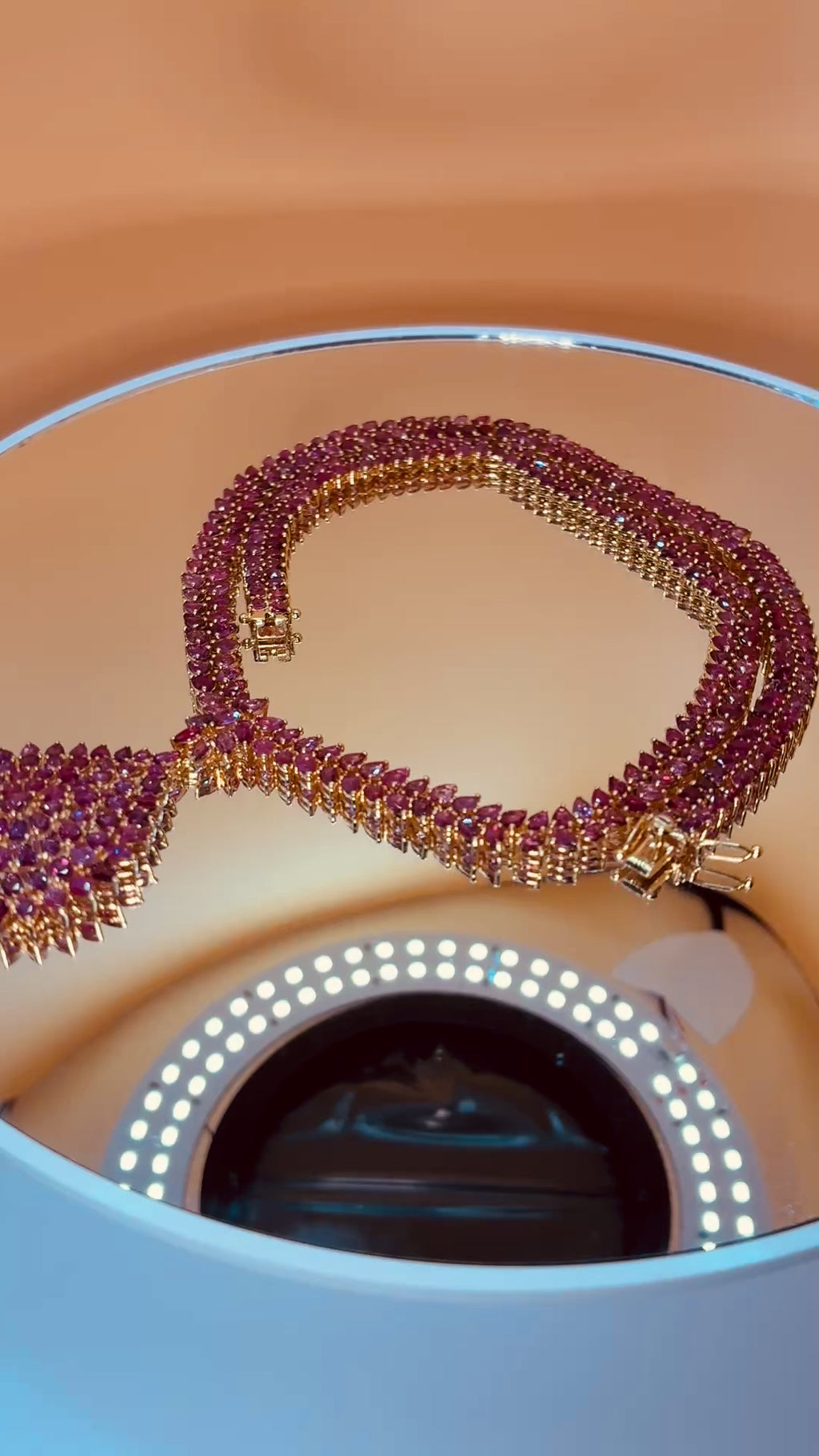 Natural Unheated Treated Ruby Necklace 17K Gold ( Link 18.5") Pendant ( 1 1/4" x 2" )