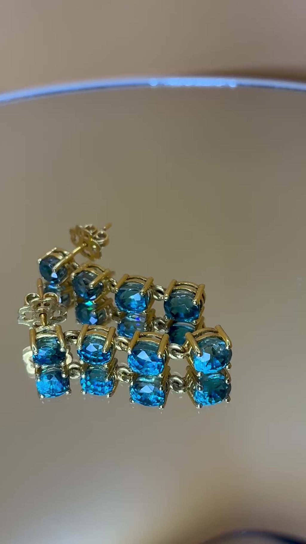 Cambodia Blue Zircon Heated Treated ( Blue Color) 17K Gold Drop Earring.