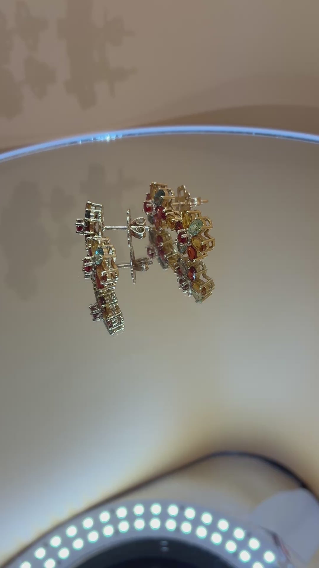 Multi Gemstone Ruby And Mix Color Sapphire Drop Earring 17K Gold  ( Link 1.1/4"x .5")