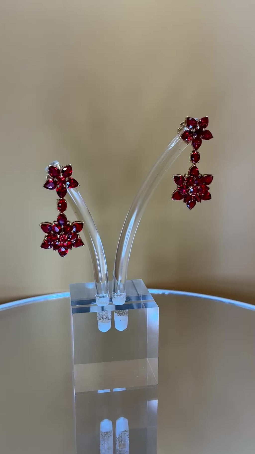 Red Color Ruby Teardrop Cut 12K Gold Earring Size ( 1.1/4"x.5")