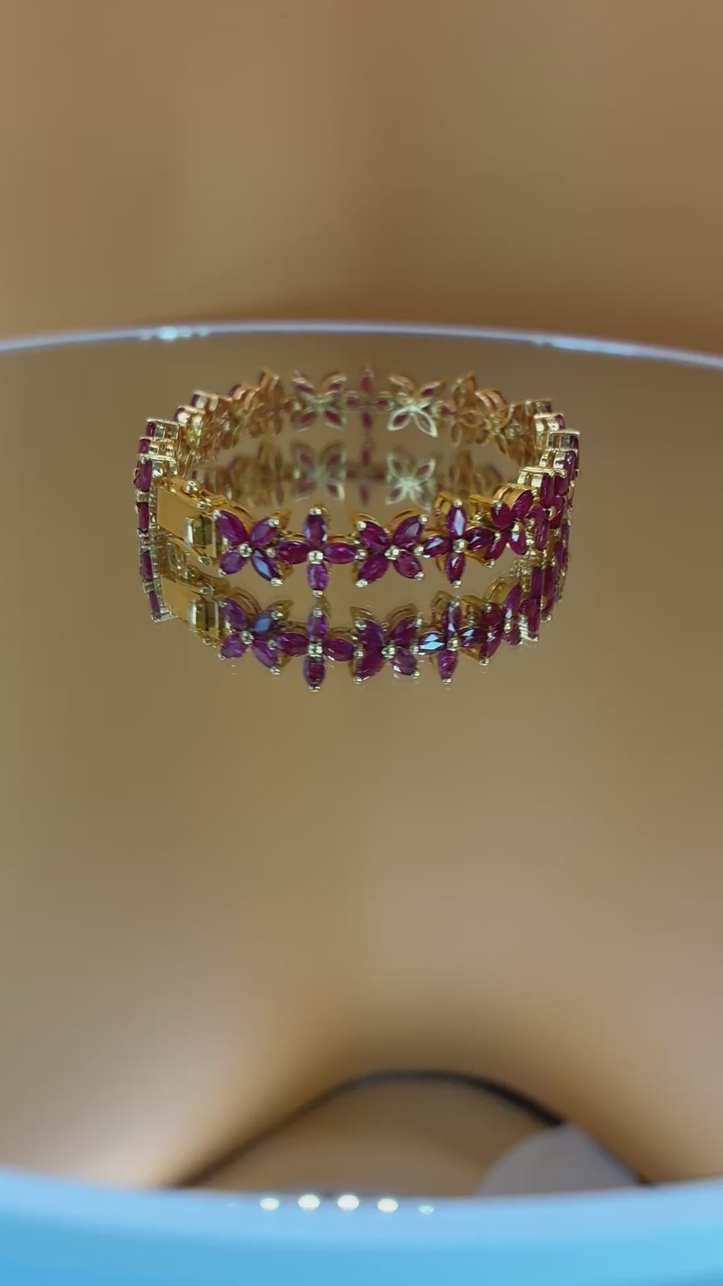 Natural Ruby Marquise Cut Bangle Bracelet 12K Gold Size 6.5"