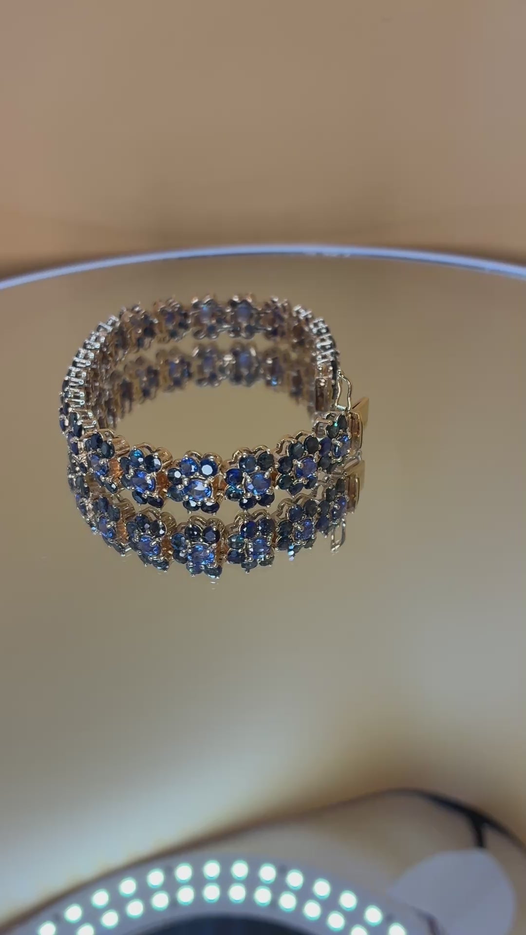 Royal Blue Mix Navy Blue Sapphire 18K Gold Bracelet (Size 6.5")