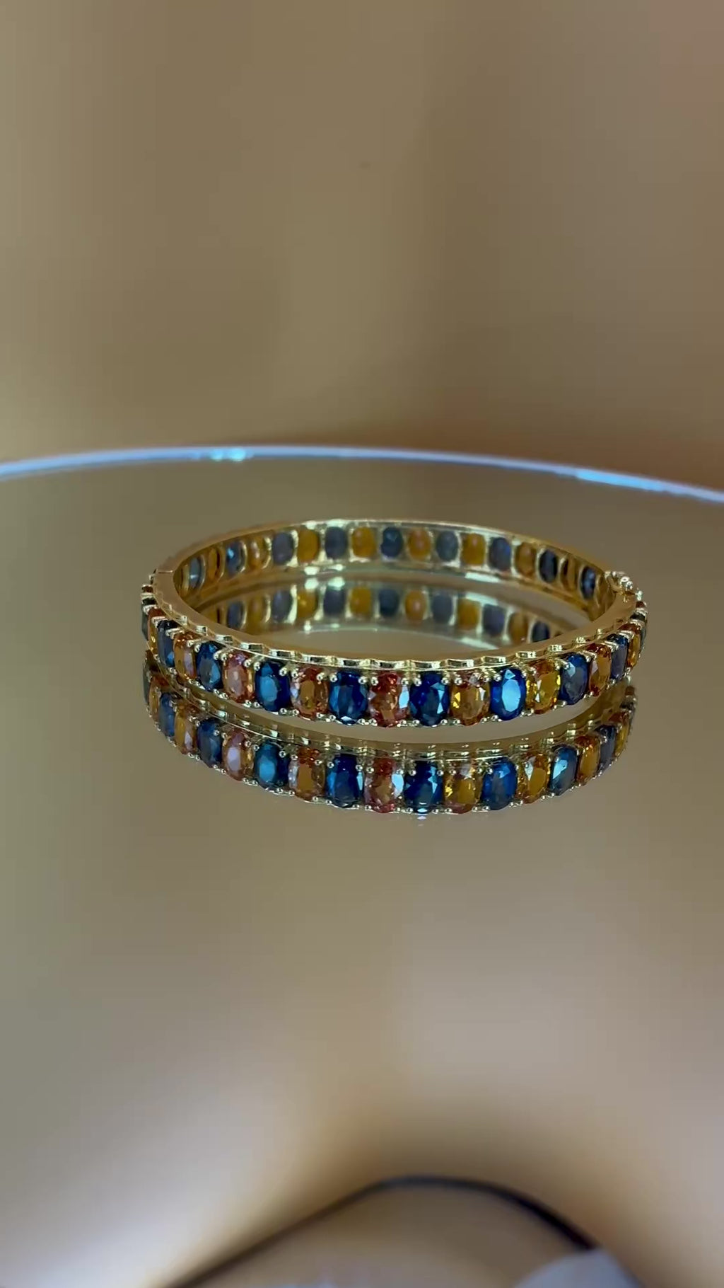 Blue Sapphire And Yellow Sapphire 12K Gold Bracelet Size 6.5" ( 23.8 Carat Weight)