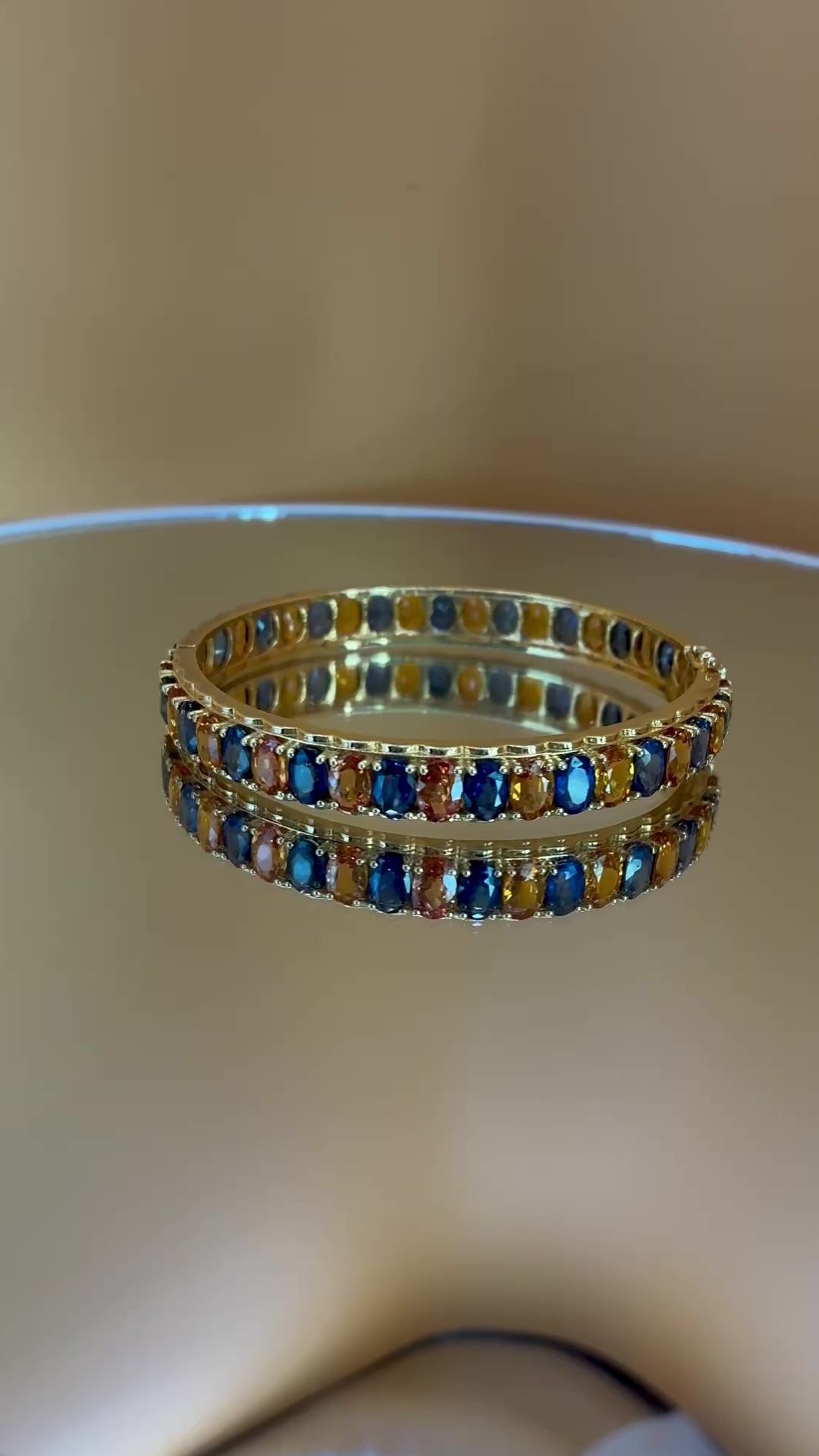 Blue Sapphire And Yellow Sapphire 12K Gold Bracelet Size 6.5" ( 23.8 Carat Weight)