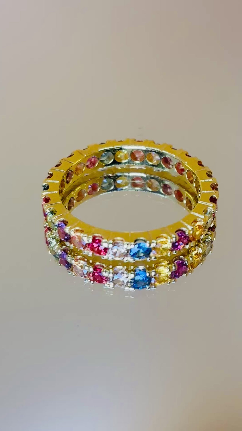 Multi Colors Sapphire 12K Gold Band Size 5.5.