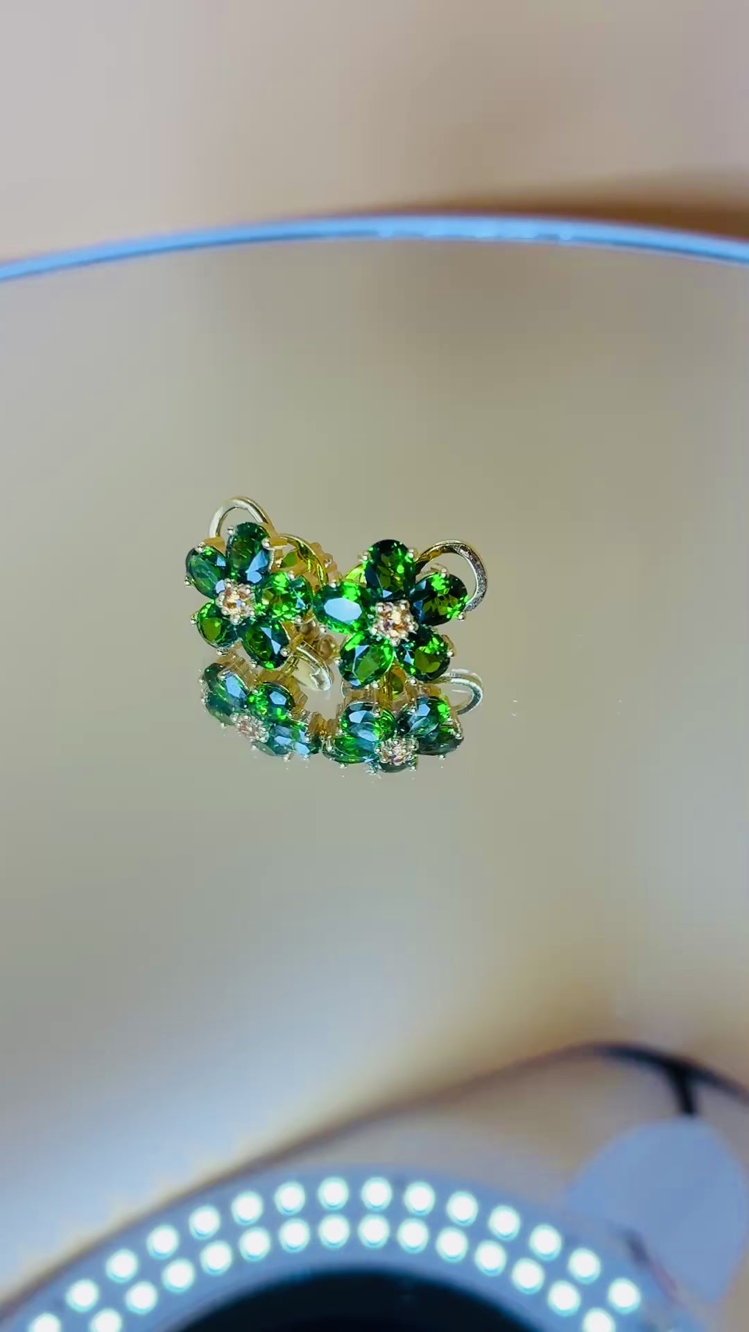 Green Garnet And Yellow Sapphire 12K Gold Earring.
