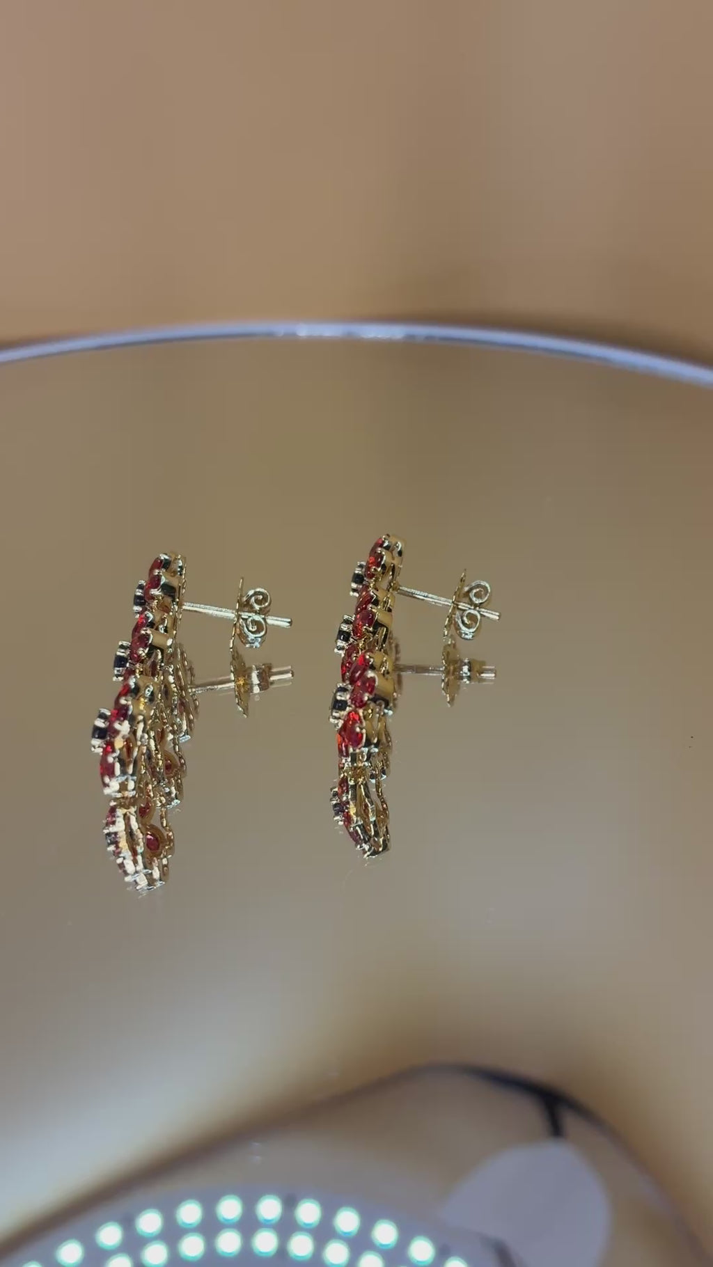 Africa Ruby Mix With  Blue Sapphire Drop Earring. 17K Gold. Link 1.1/4"x .5"