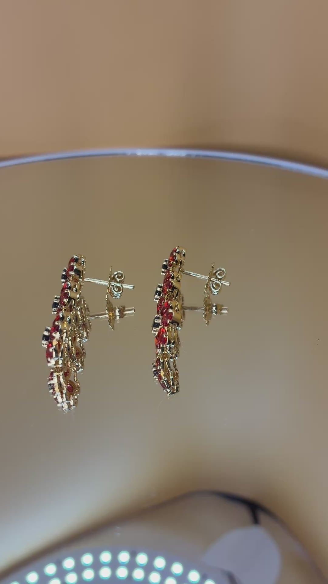 Africa Ruby Mix With  Blue Sapphire Drop Earring. 17K Gold. Link 1.1/4"x .5"