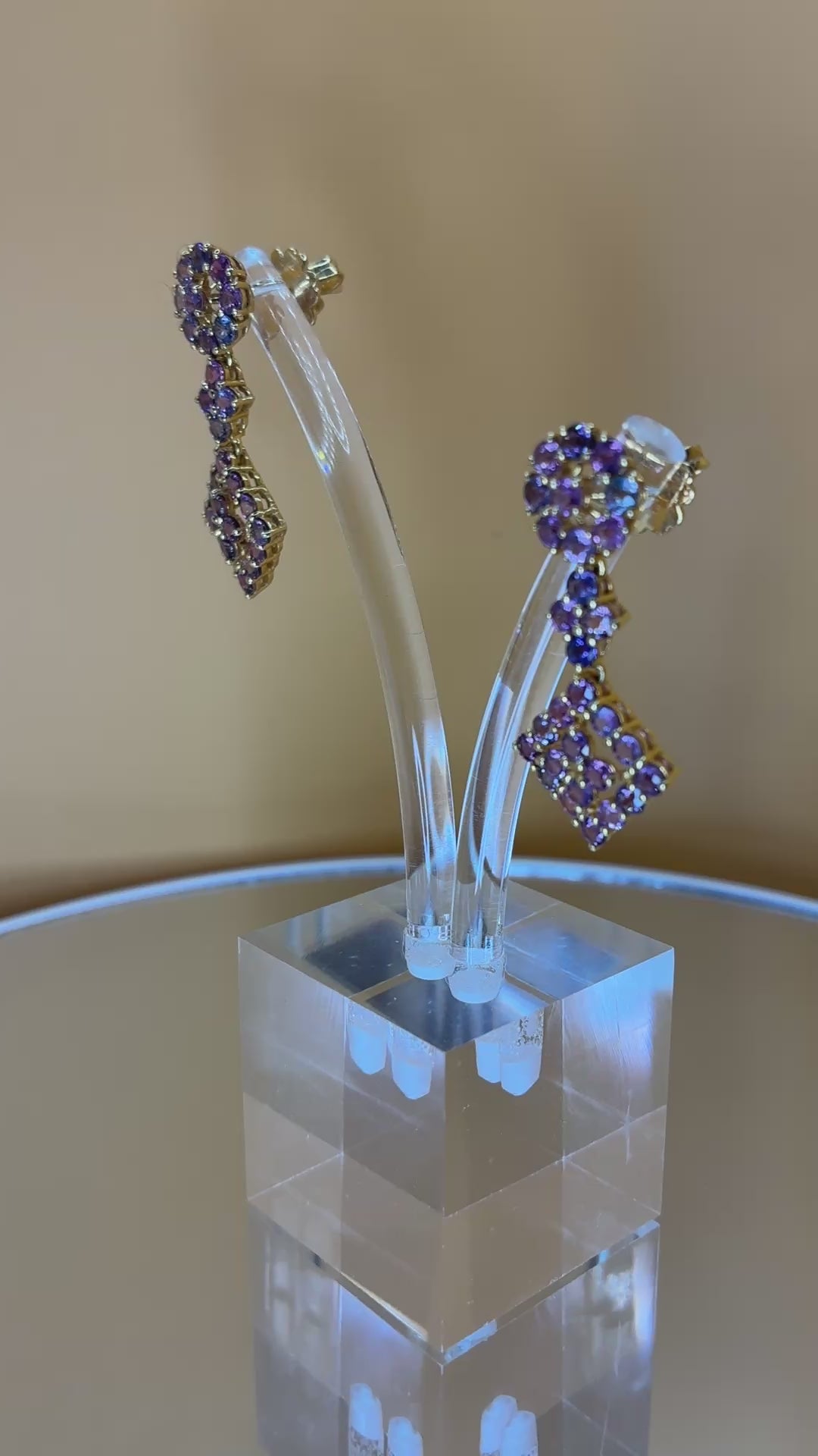 Multi Color Sapphire Drop Earring 17K Gold Size ( 1.1/2"X.3/4")