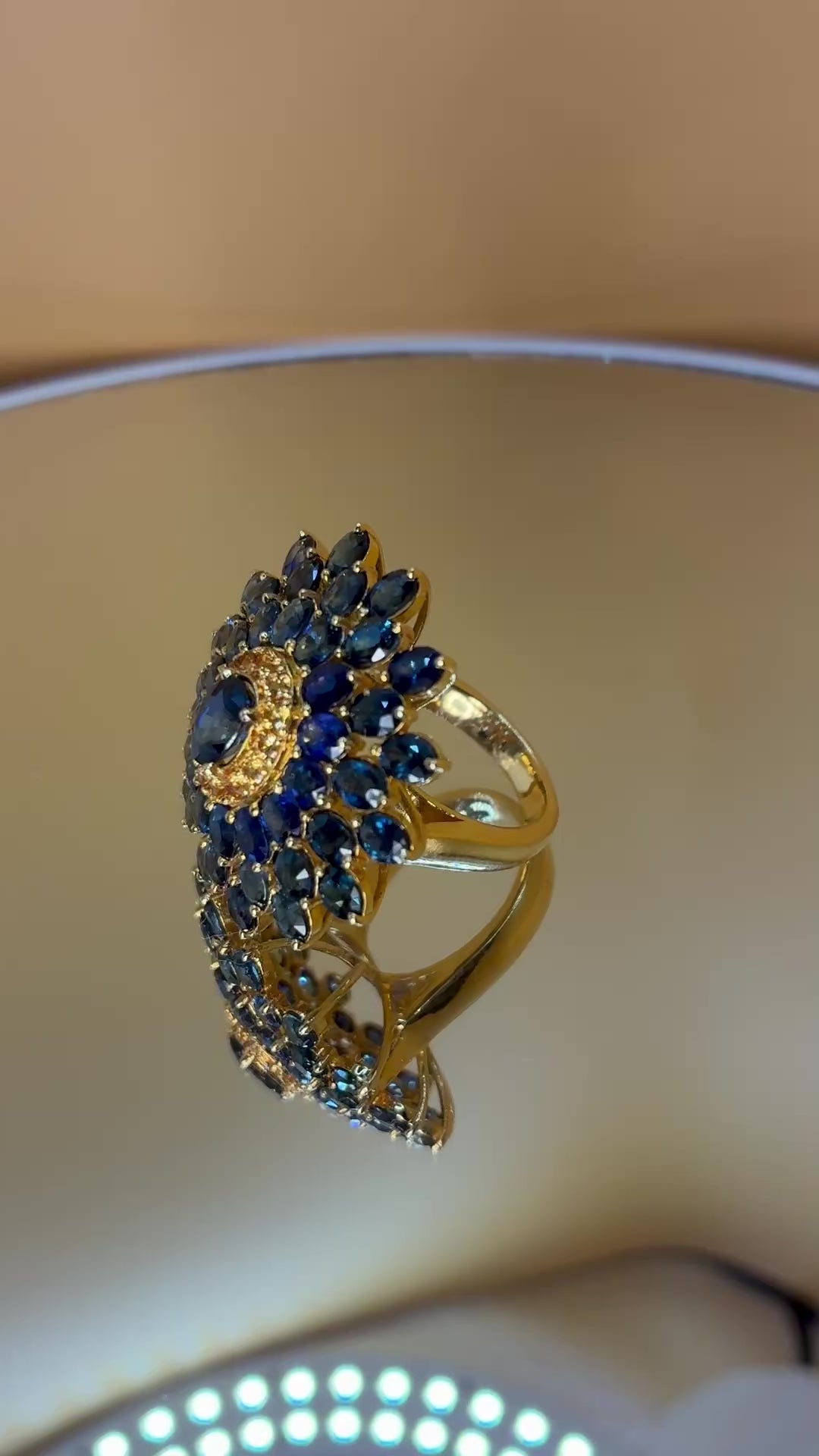 Blue Sapphire Mix Yellow Sapphire 17K Gold Ring ( Ring Size 6.5)